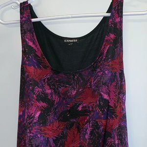 Express Purple/Black Pattern Hi/Low Tank, Medium